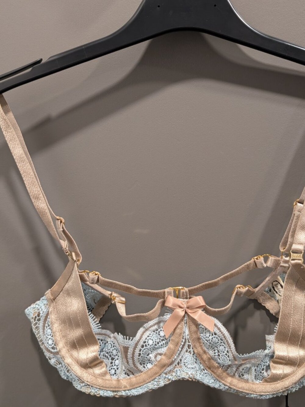 NWT Bordelle Nami Guipure Collection - Ouvert Bra (M) + Bottom (L) Duck Egg Blue